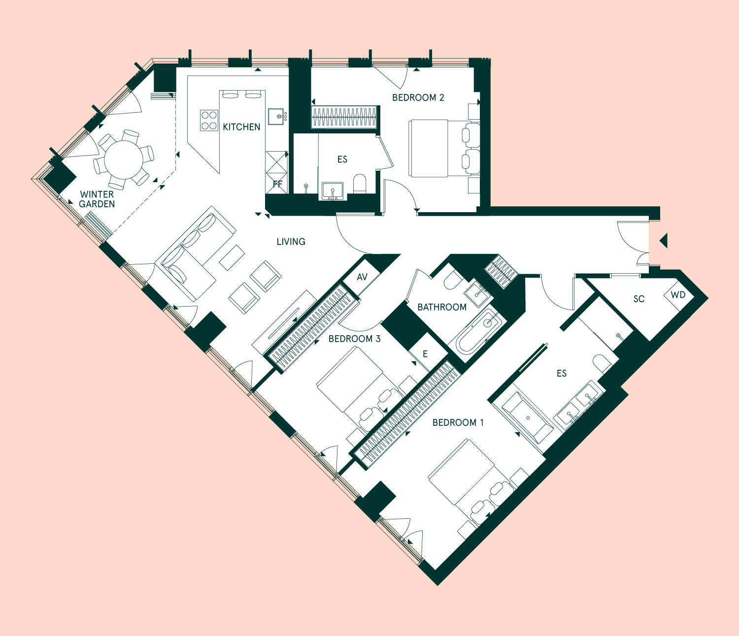 One Crown Place N1802 Apartment Floorplan